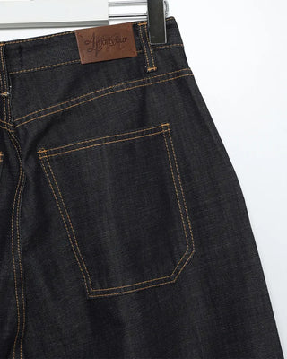 One-tuck indigo wide denim pants
