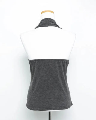 V-button halter neck top