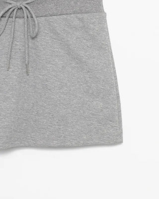 Wide-waisted ribbed sweatshirt mini skirt