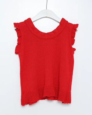 French girly frill sleeveless knit