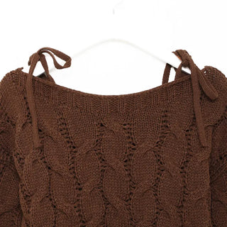 Shoulder slit ribbon cable knit