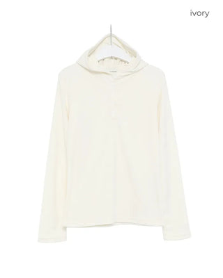 Button-detail fleece hoodie