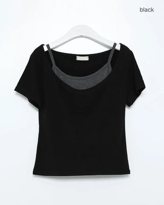 Camisole layered short-sleeved T-shirt