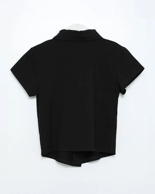 Flap pocket cropped short-sleeved shirt