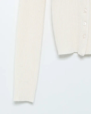 Round neck ribbed knit cardigan