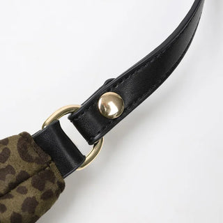 Leopard suede shoulder bag