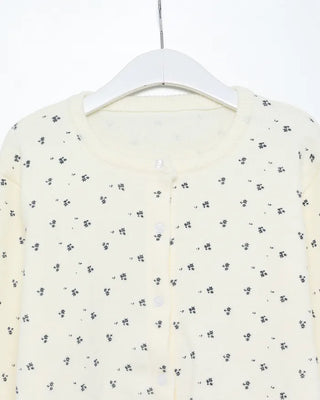 Floral print round neck cardigan