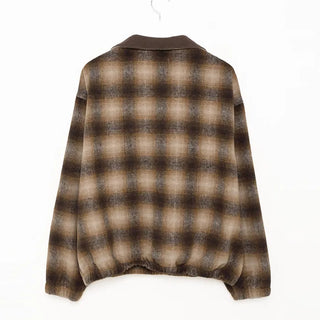 (Unisex) Ombre Check Cropped Zip-Up
