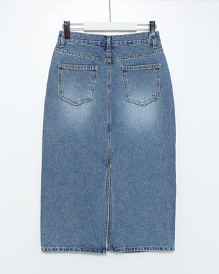 Washed denim skirt