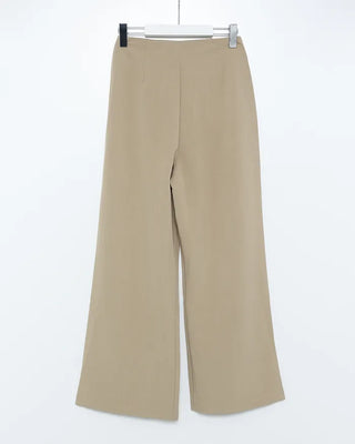 Wrap-design pleated wide slacks
