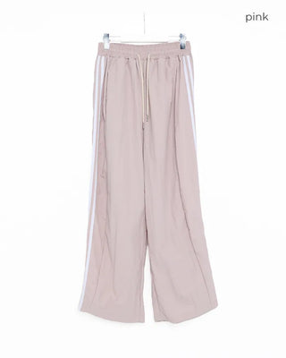 Nylon two-tone elastic waist pants