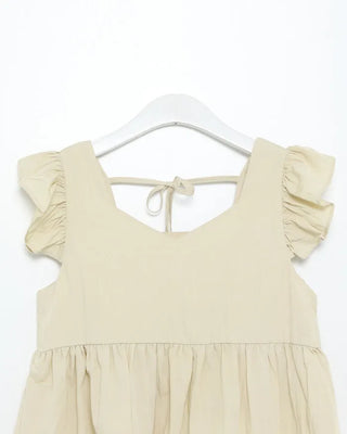 Frilled sleeveless top and wide-leg pants set