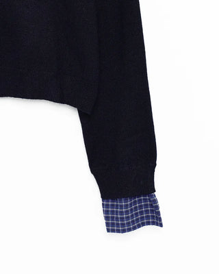 Checked two-tone knit cardigan