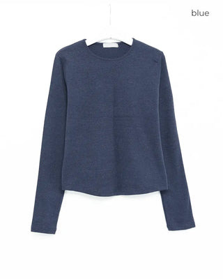 Round hem cotton long t-shirt