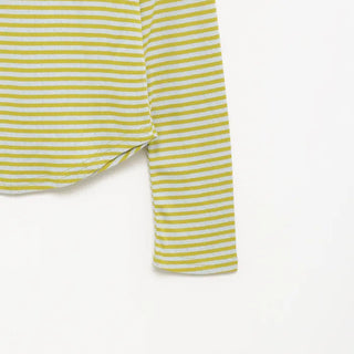 Striped boat neck long-sleeved T-shirt