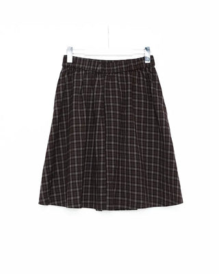Checked pleated midi skirt