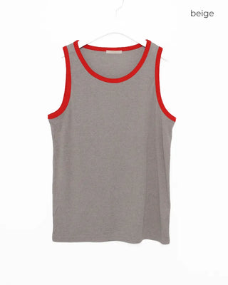 Color-block linen sleeveless top