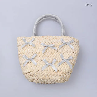 Ribbon Rattan Tote Bag