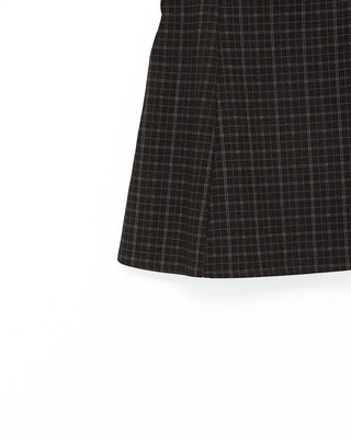 Shirred check sleeveless mini dress