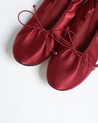 Satin gathered heel flat shoes