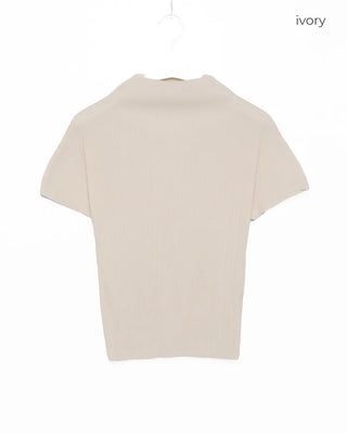 High-neck pleated blouse