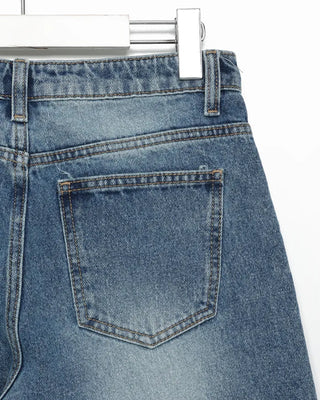 Low-waisted wide-leg denim pants