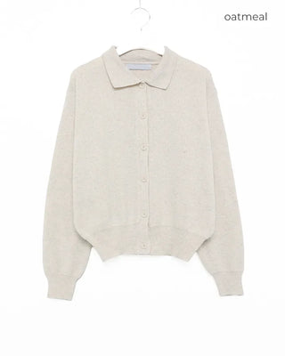 Colored neck knit cardigan