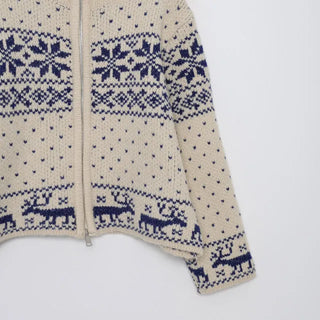 Polka Dot Reindeer Nordic Double Zip Knit Blouson