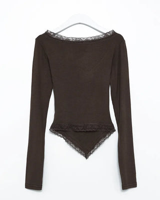 Lace plunging pointed hem slim cut and sew