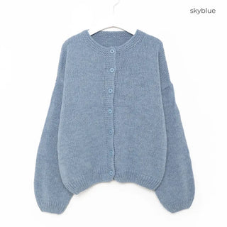 Loose-fitting button-up wool cardigan