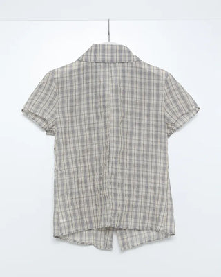 Chest Shirring Check Short-Sleeve Shirt