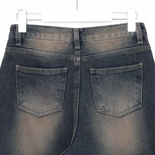 Washed denim pants