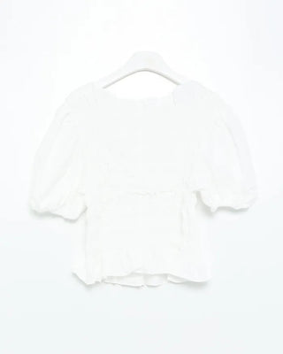 Smoked Frill Puff Blouse