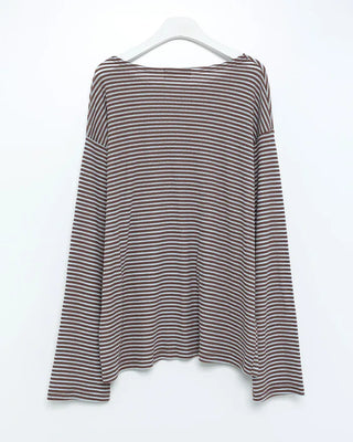 Striped boat neck summer long-sleeve T-shirt
