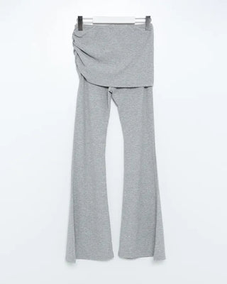 Skirt-layered flared pants