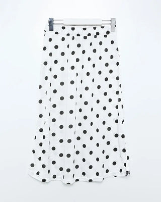 Elastic waist polka dot midi skirt