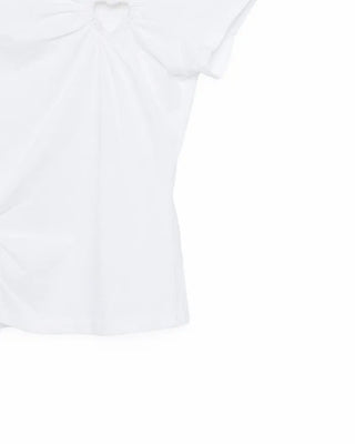 Heart-punched half-sleeve T-shirt
