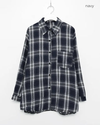 Loose-fitting big check shirt