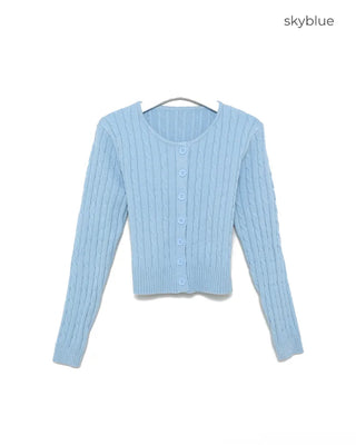 Cropped Cable Knit Cardigan