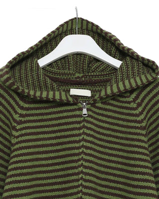 Striped knit zip-up