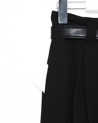 Wide pintuck belted slacks