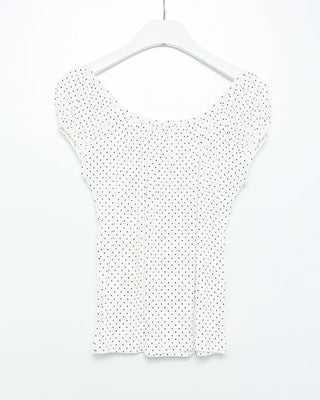 Polka Dot Ribbon Cap Sleeve T-Shirt