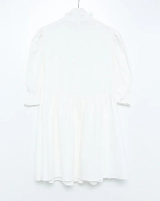 Frilled pintuck puff blouse mini dress