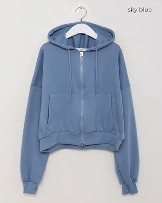 2-Way Cropped Hoodie Zip-Up