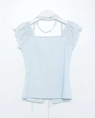 Frill Ribbon String Short Sleeve T-Shirt