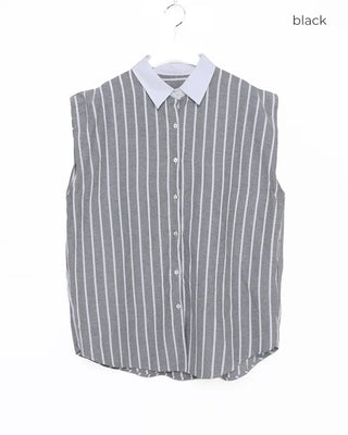 Striped sleeveless shirt and shorts set