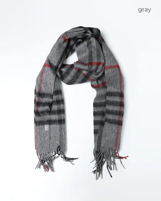 Checked wool blend scarf
