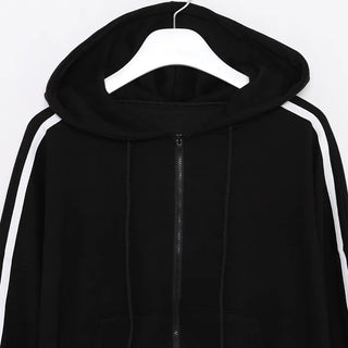 Two-line cropped zip hoodie