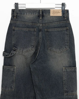 Side pocket loop straight denim pants