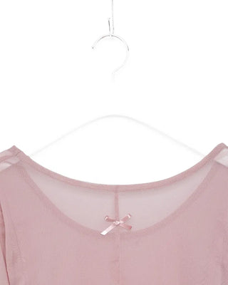 Ribbon sheer long-sleeve T-shirt
